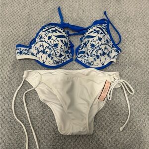 Victoria's Secret Blue and White Floral Bikini